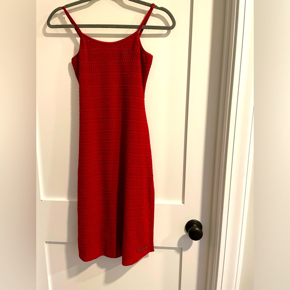 Rare Find!!! Vintage Azzurè Red Fitted Dress size Small with detailed side slits